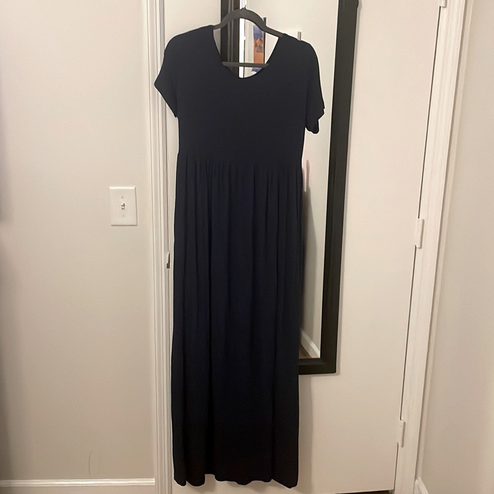 Short sleeved navy maxi dress
